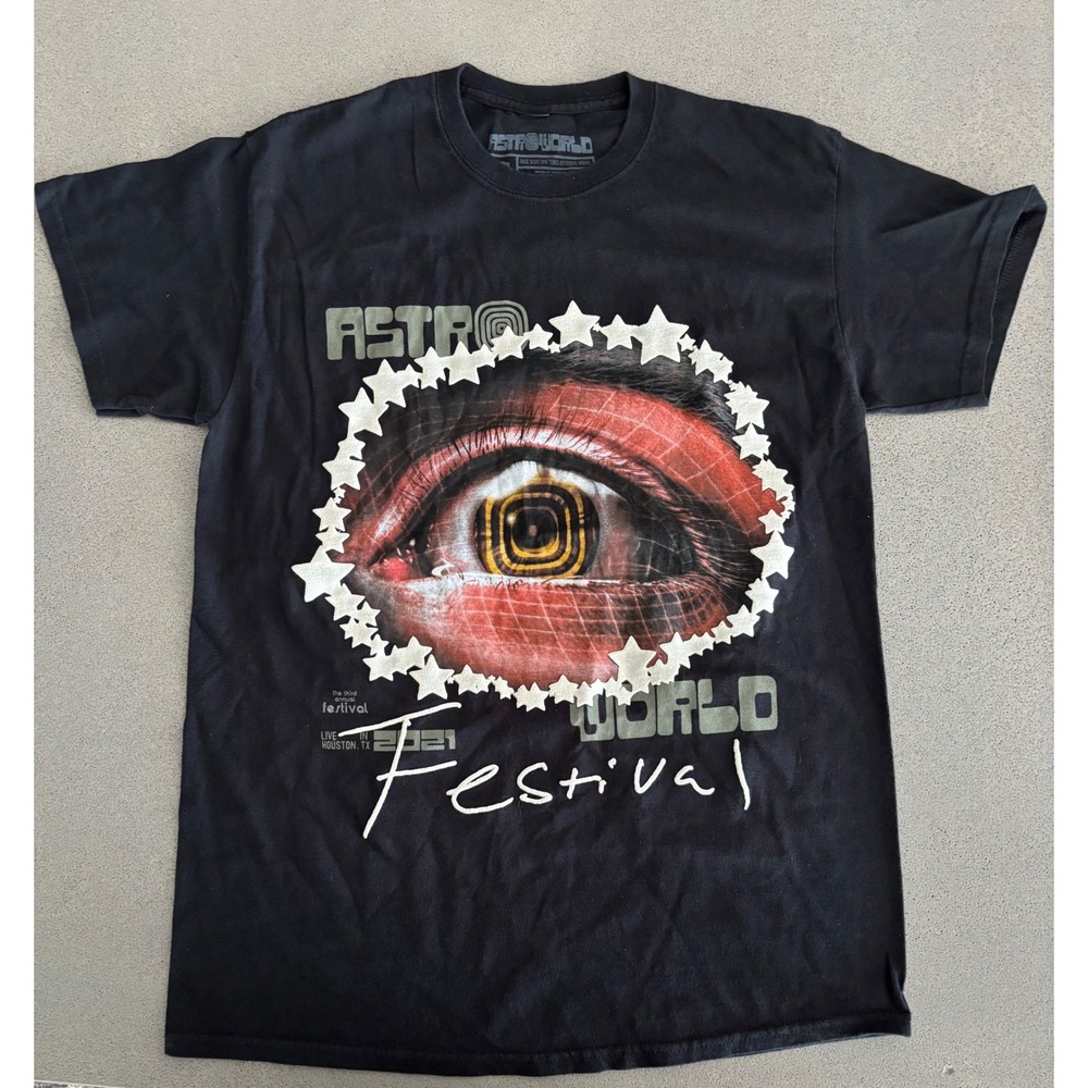 Travis Scott Astroworld Festival 2021 T-Shirt Black Eye Graphic Cactus Jack SM
